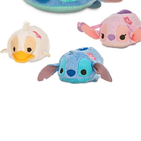 Vintage Disney Stitch Tsum Tsum Plush Set, Small Bag 8" Bag and 3 Stuffies - Picture 2 of 8